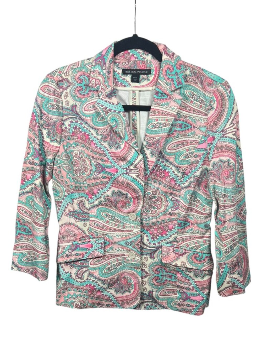 Boston Proper Jacket Womens Blazer Button Front 6 Maximalism Coastal Chic
